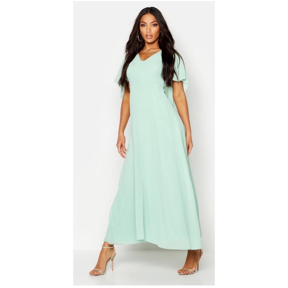 Cape Detail Chiffon Maxi Dress BOOHOO